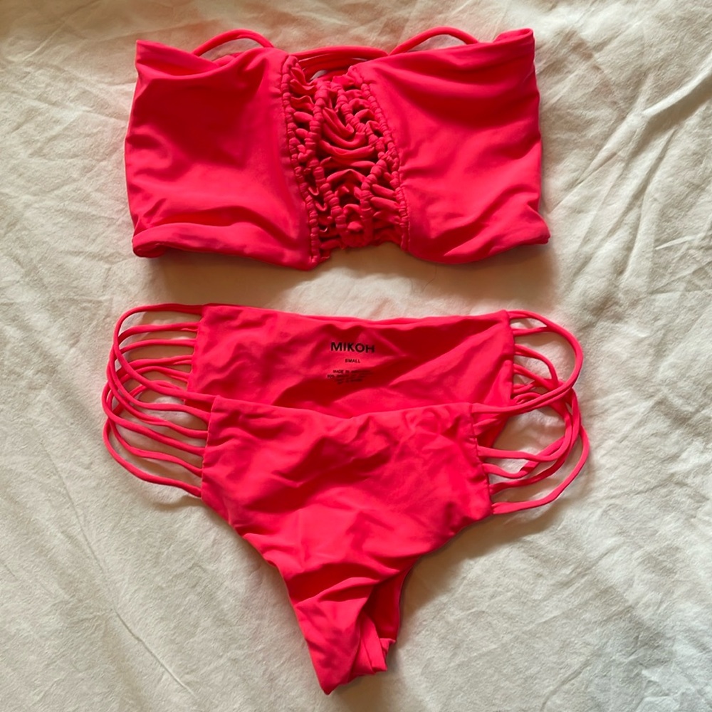 Mikoh Bandeau Bikini Coral Size Small
